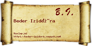 Beder Izidóra névjegykártya